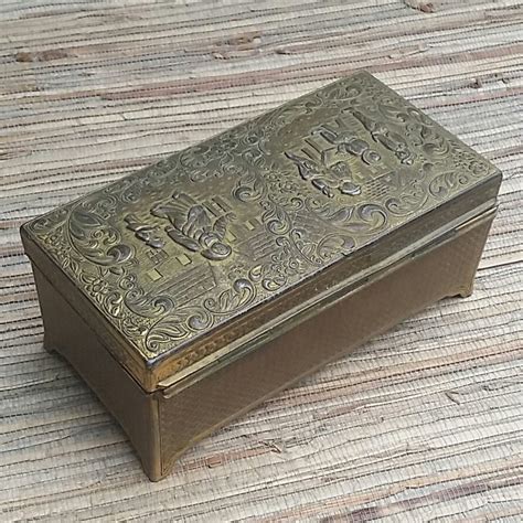 valuable vintage metal design wood lined cigarette box|vintage cigarette boxes.